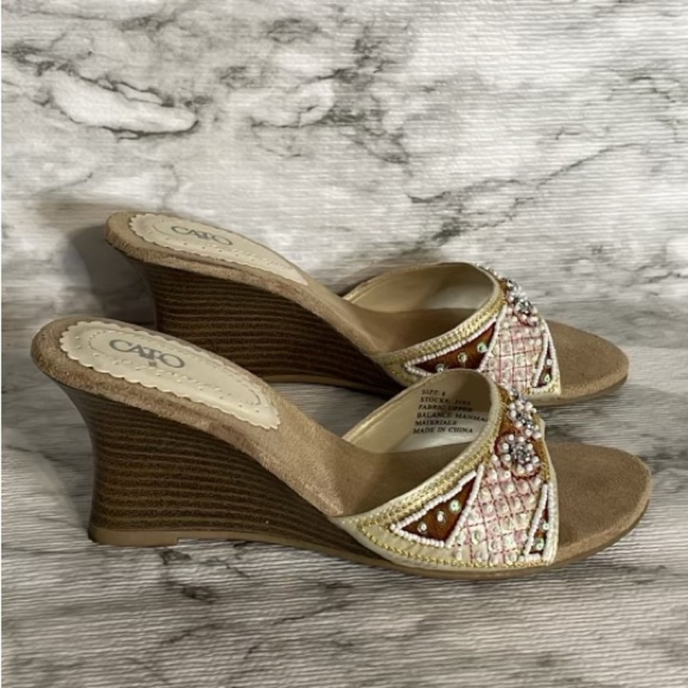 Cato beaded wedges shoes ,size 6 - Picture 11 of 11